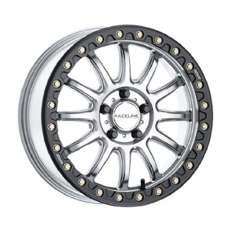 Raceline Alpha Beadlock 17" Wheels Silver (+25mm) Polaris RZR Turbo R & Pro R Ranger 1500 Xpedition