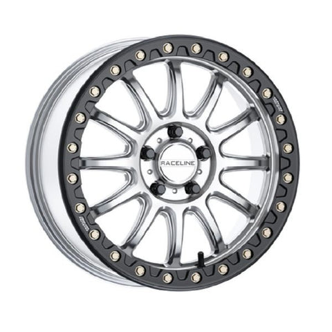 Raceline Alpha Beadlock 17" Wheels Silver (+40mm) Polaris RZR Turbo R & Pro R Ranger 1500 Xpedition