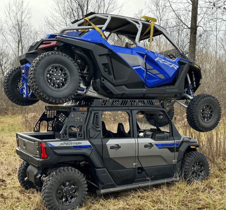 Polaris Xpedition Roof Rack by AJK Offroad on 4 Seat Xpedition with RZR on Top of it- Strength View
